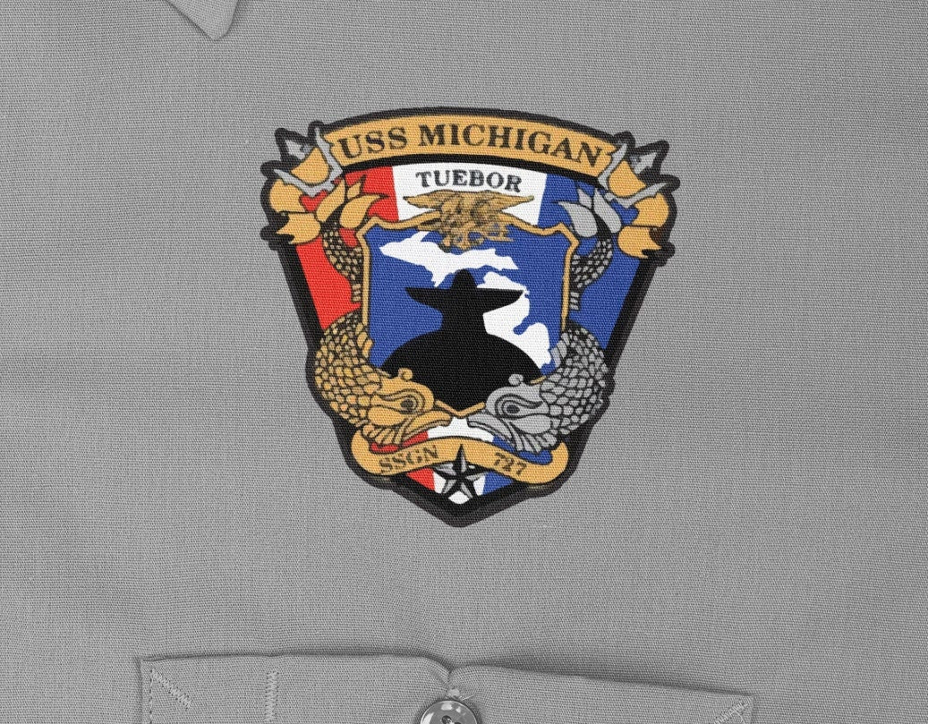USS Michigan SSGN-727 Badge Iron On Heat Transfer Vinyl HTV Ohio Class Guided Missile Submarine