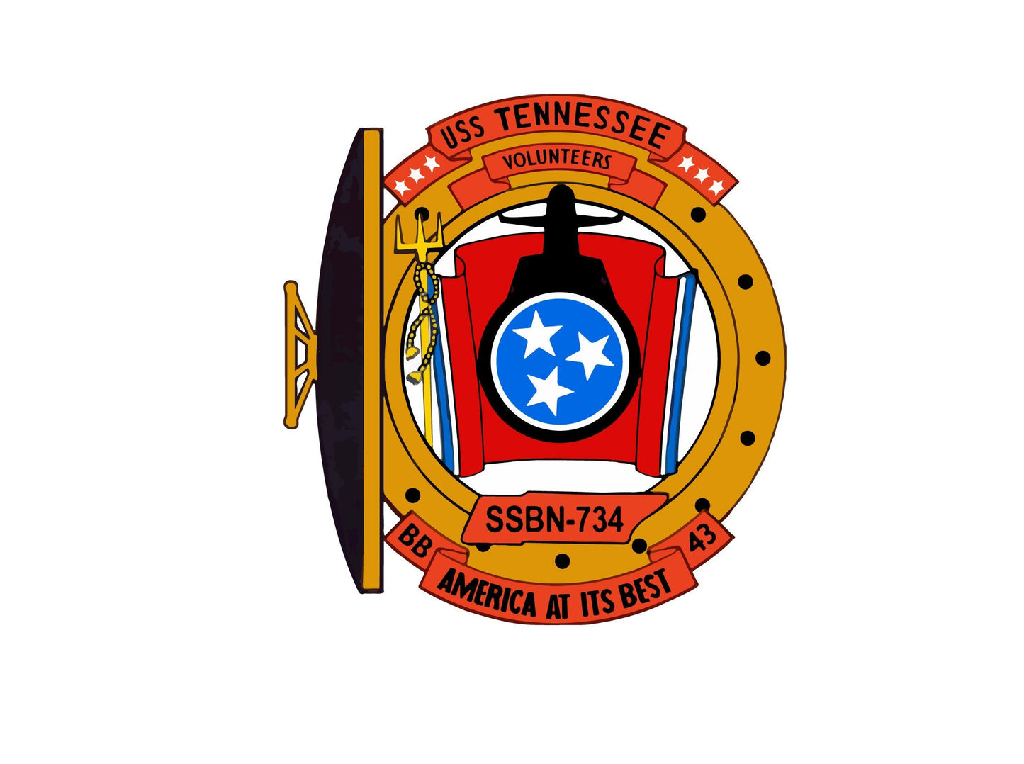 USS Tennessee SSBN-734 Badge Sticker Decal Ohio Class Ballistic missile submarine Car Sticker Bumper Sticker for Car Emblem