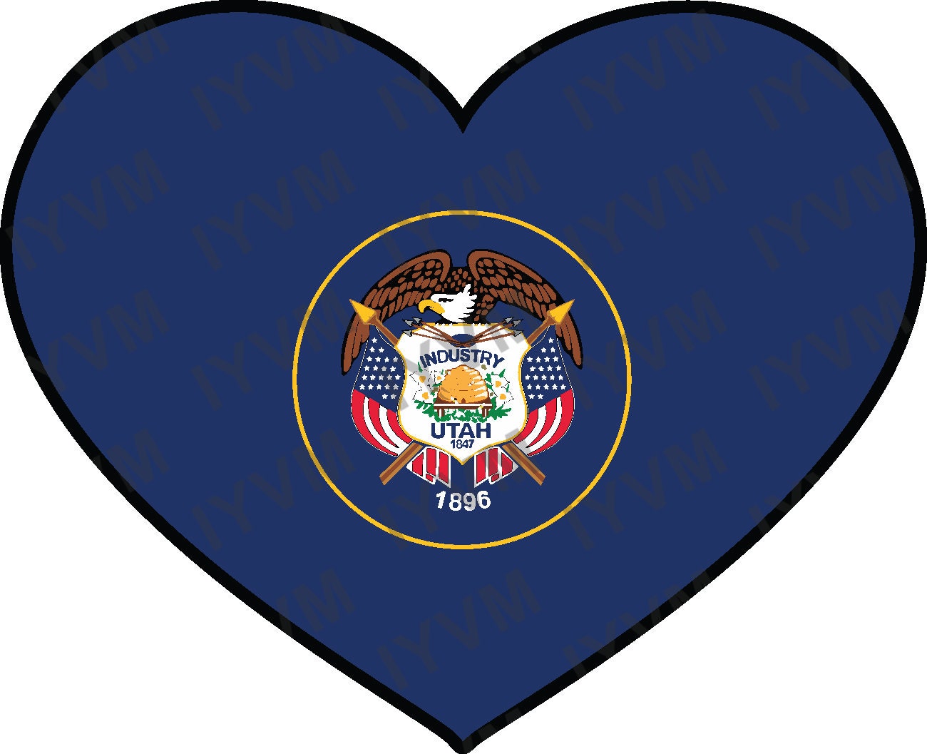 State of Utah Flag Heart Sticker Decal  USA Utah State  Salt Lake City  The Beehive State  Crossroads of the West  Mormon State