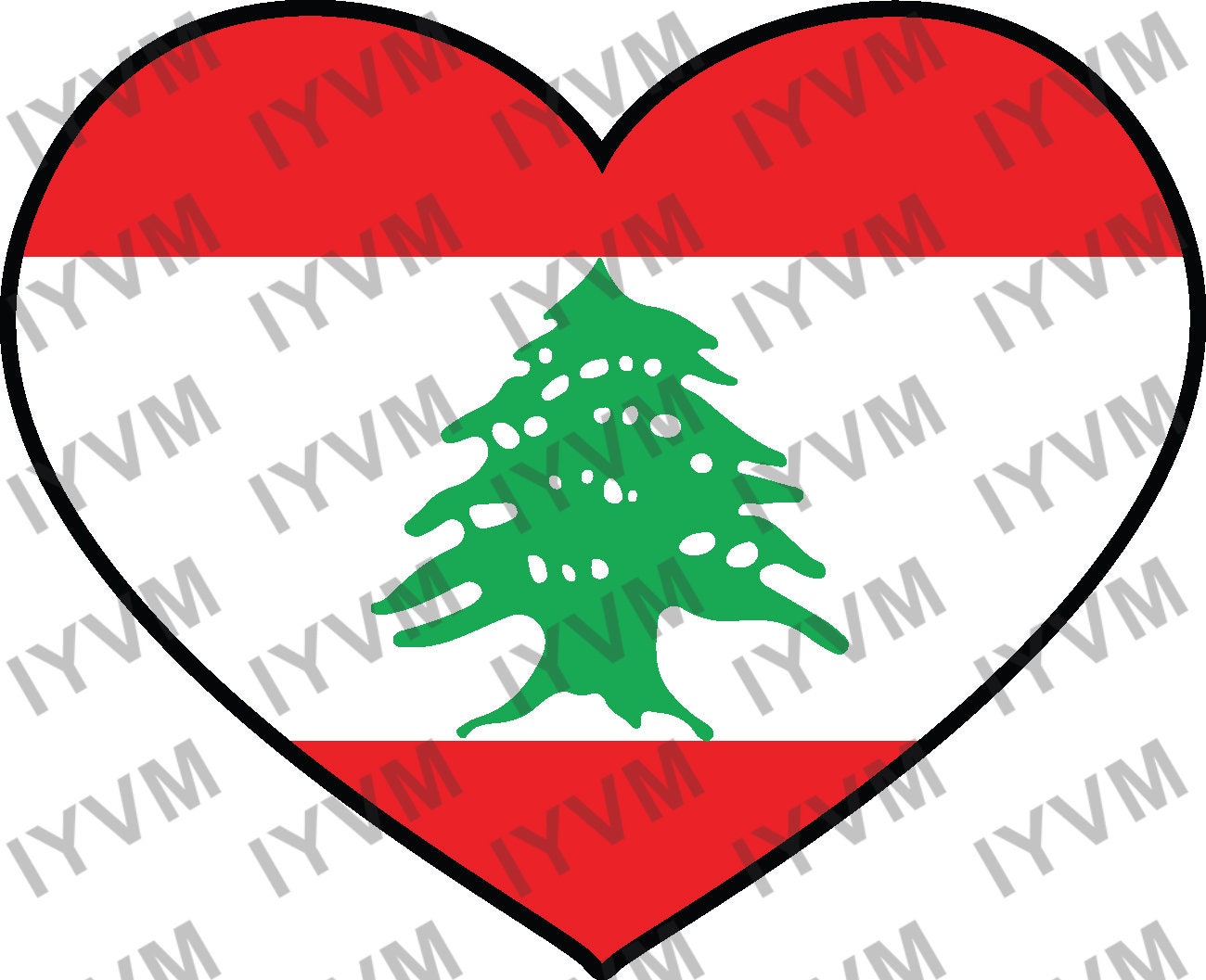 Lebanon Flag Heart Sticker Decal / Republic of Lebanon / Lebanese Republic / Beirut / Lebanese
