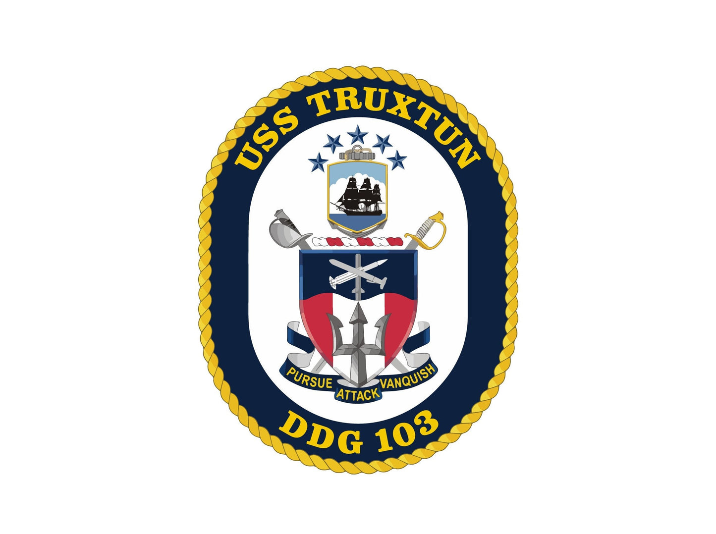 USS Truxtun DDG-103 Badge Sticker Decal Arleigh Burke Class Destroyer Car Sticker Bumper Sticker for Car Emblem
