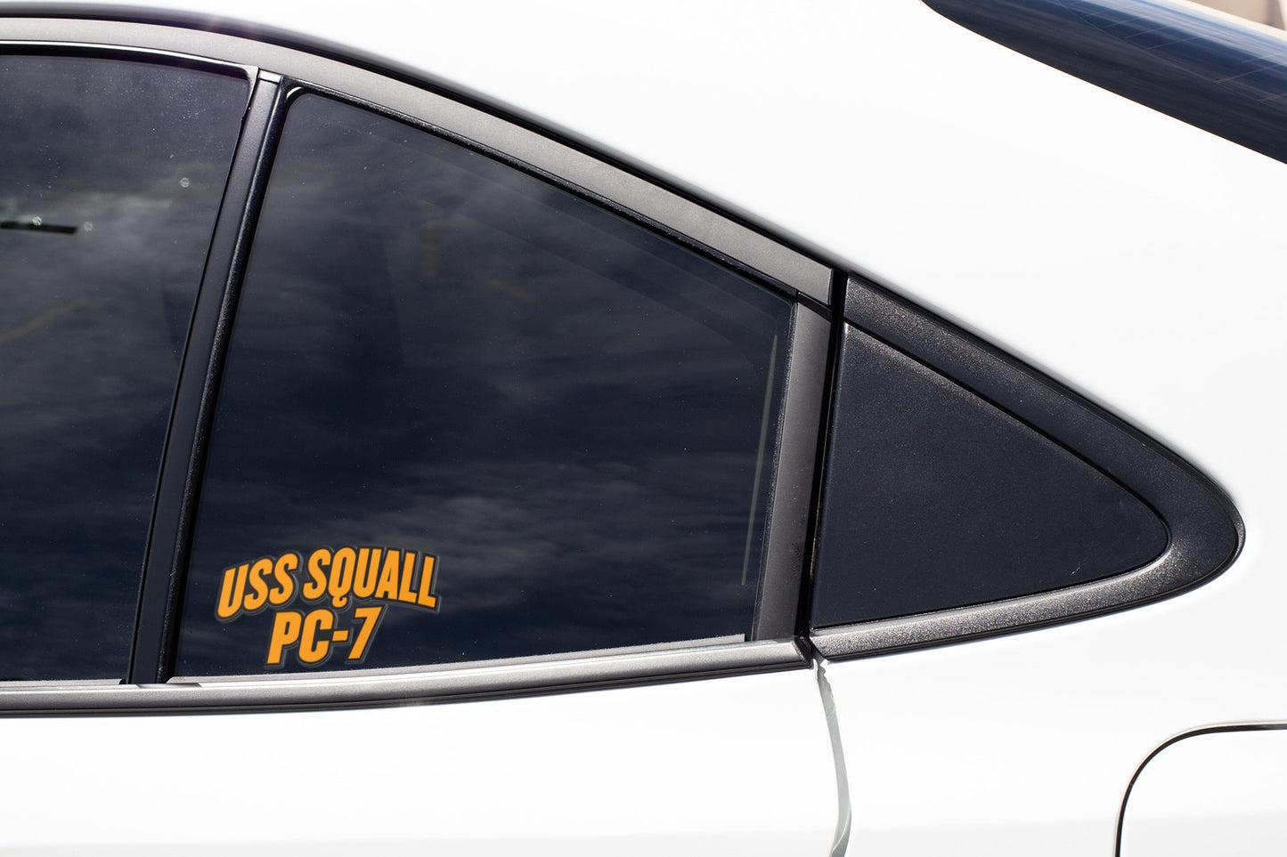 USS Squall PC-7 Sticker Decal, Cyclone Class Patrol Boat Car Bumper Sticker