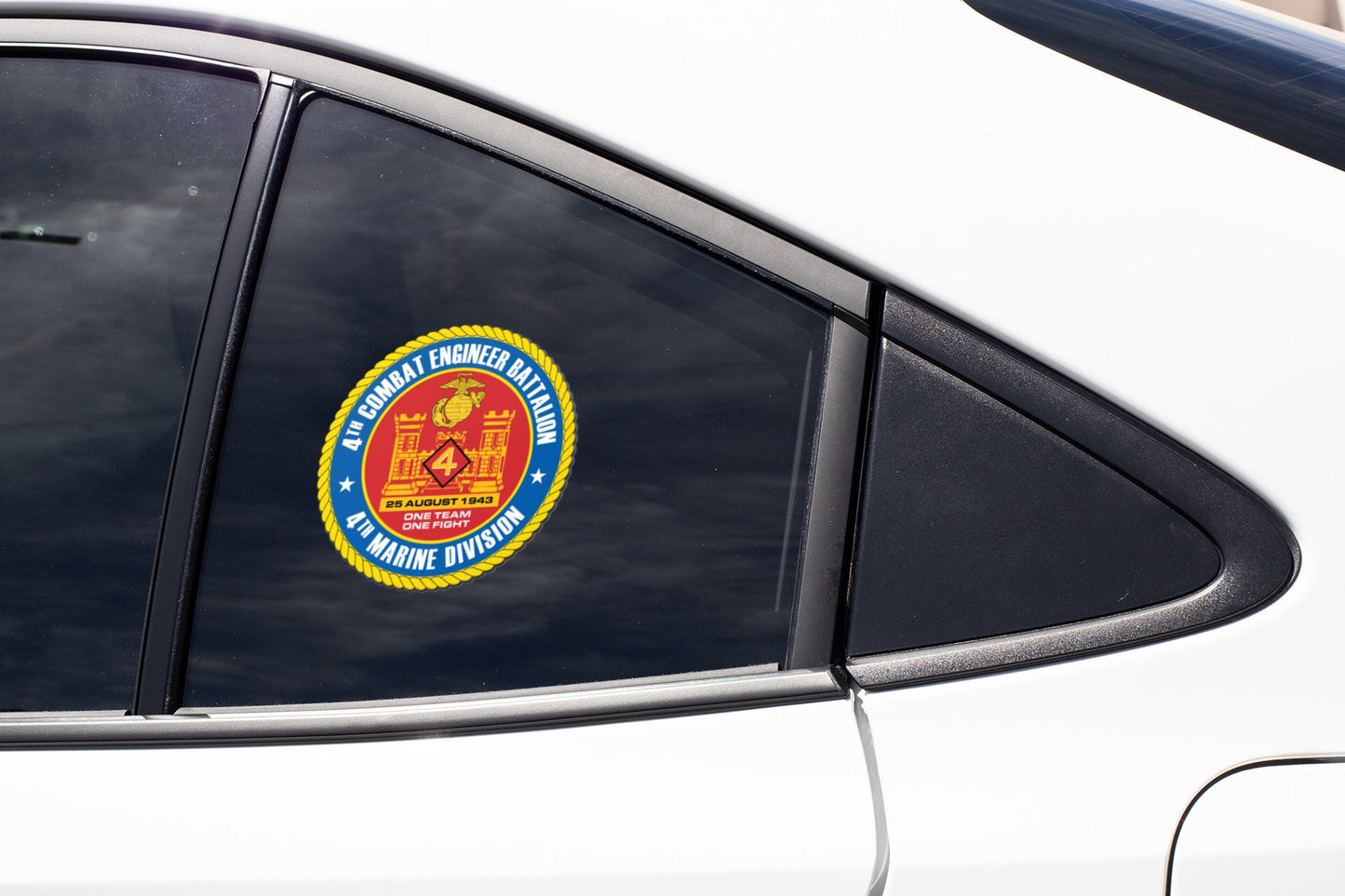 US Marine Corps Badge Sticker Decal  4th Combat Engineer Battalion One Team, One Fight Car Sticker Bumper Sticker for Car Emblem