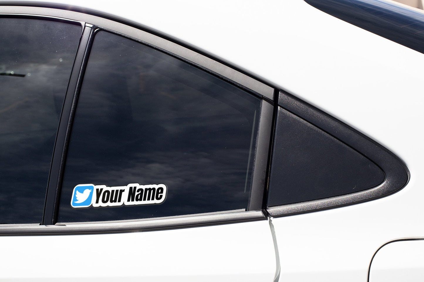 Personalized Twitter Username Sticker Decal Social Media Handle User ID Sticker Tag