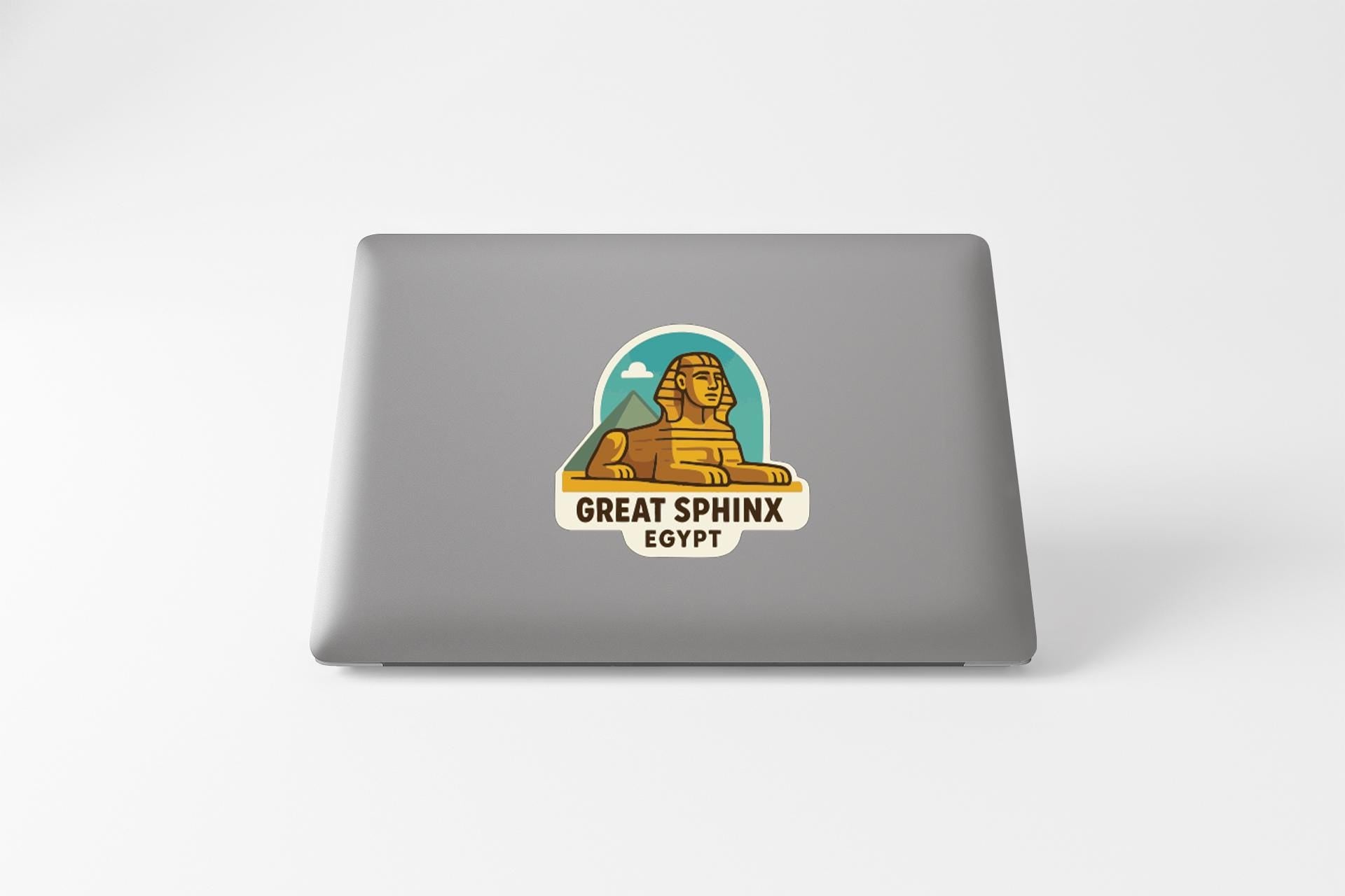 a sticker or decal of the Great Sphinx of Giza, a famous landmark located in Egypt.