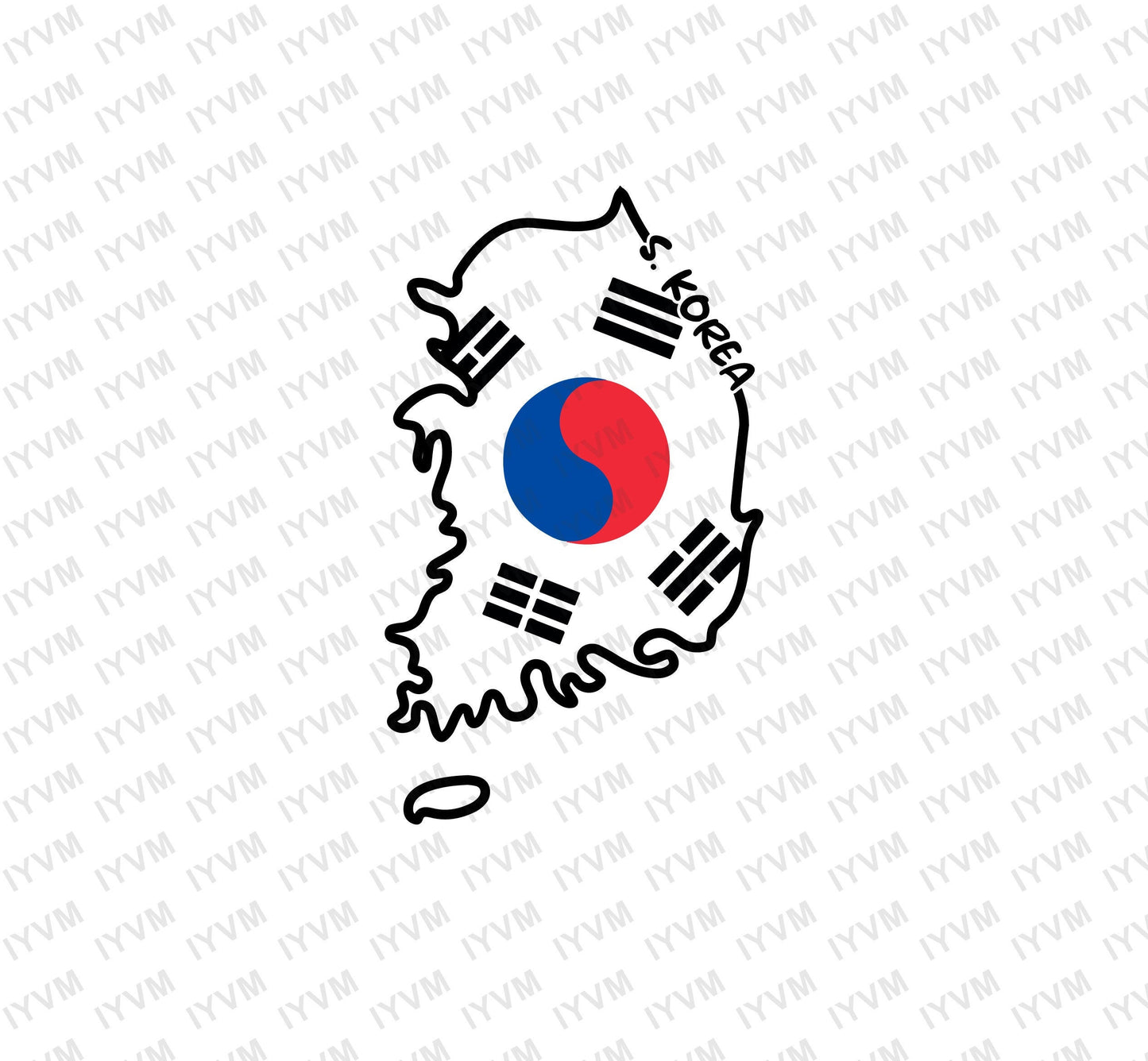 South Korea Map Iron On Heat Transfer Vinyl HTV / Republic of Korea / Seoul / Korean