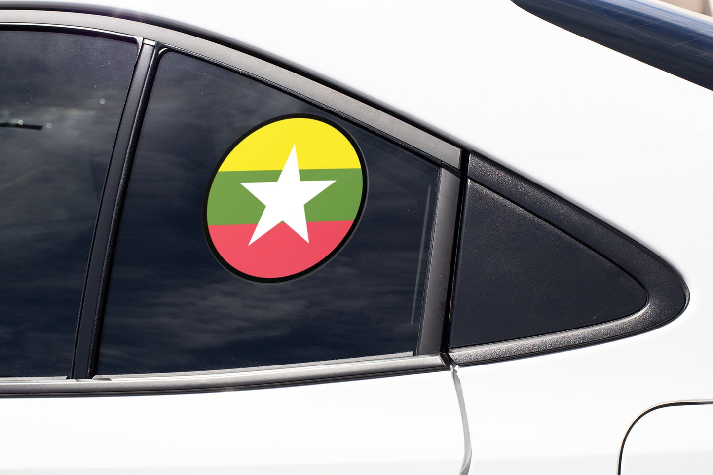 Myanmar Flag Circle Sticker Decal