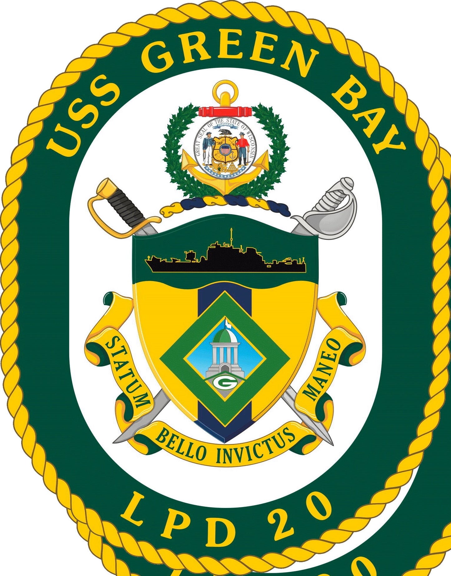 USS Green Bay LPD-20 Badge Iron On Heat Transfer Vinyl HTV San Antonio Class Amphibious transport dock