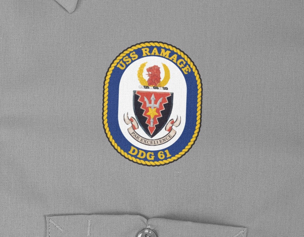 USS Ramage DDG-61 Badge Iron On Heat Transfer Vinyl HTV Arleigh Burke Class Destroyer