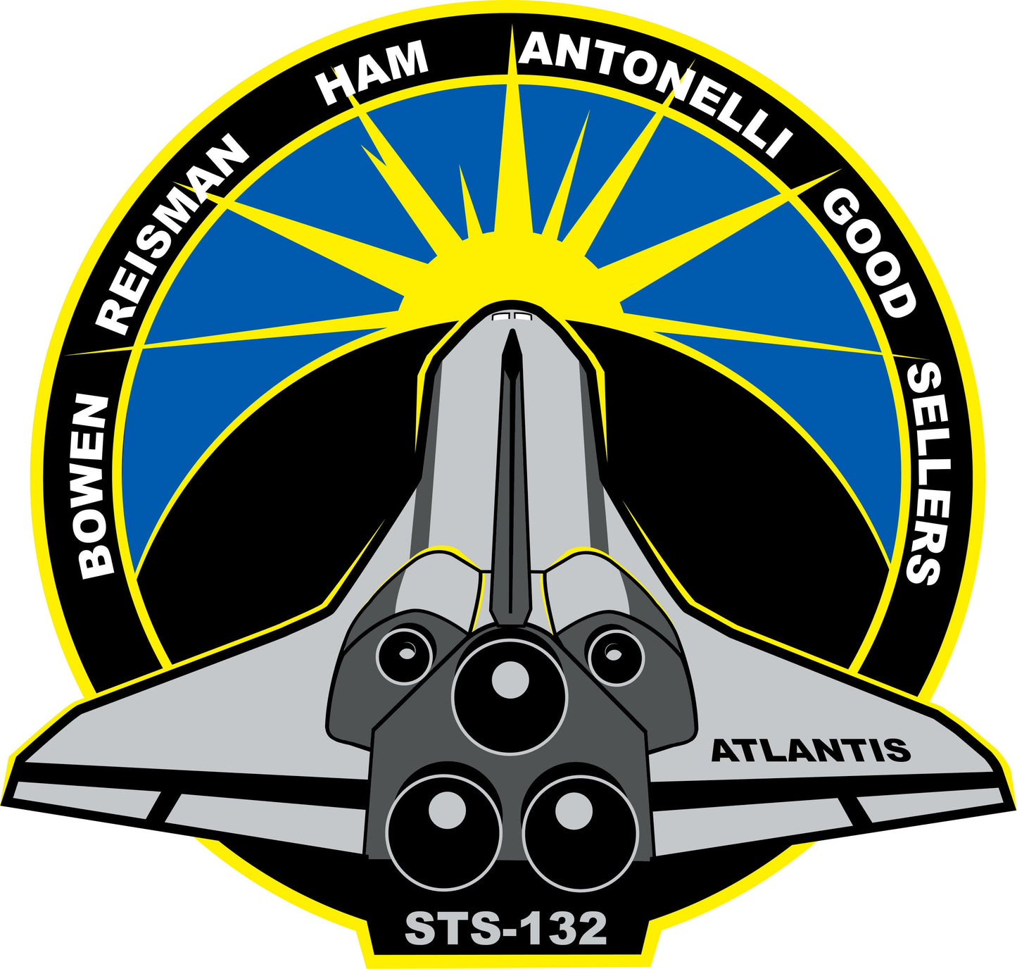 a space shuttle emblem with the name of the space shuttle