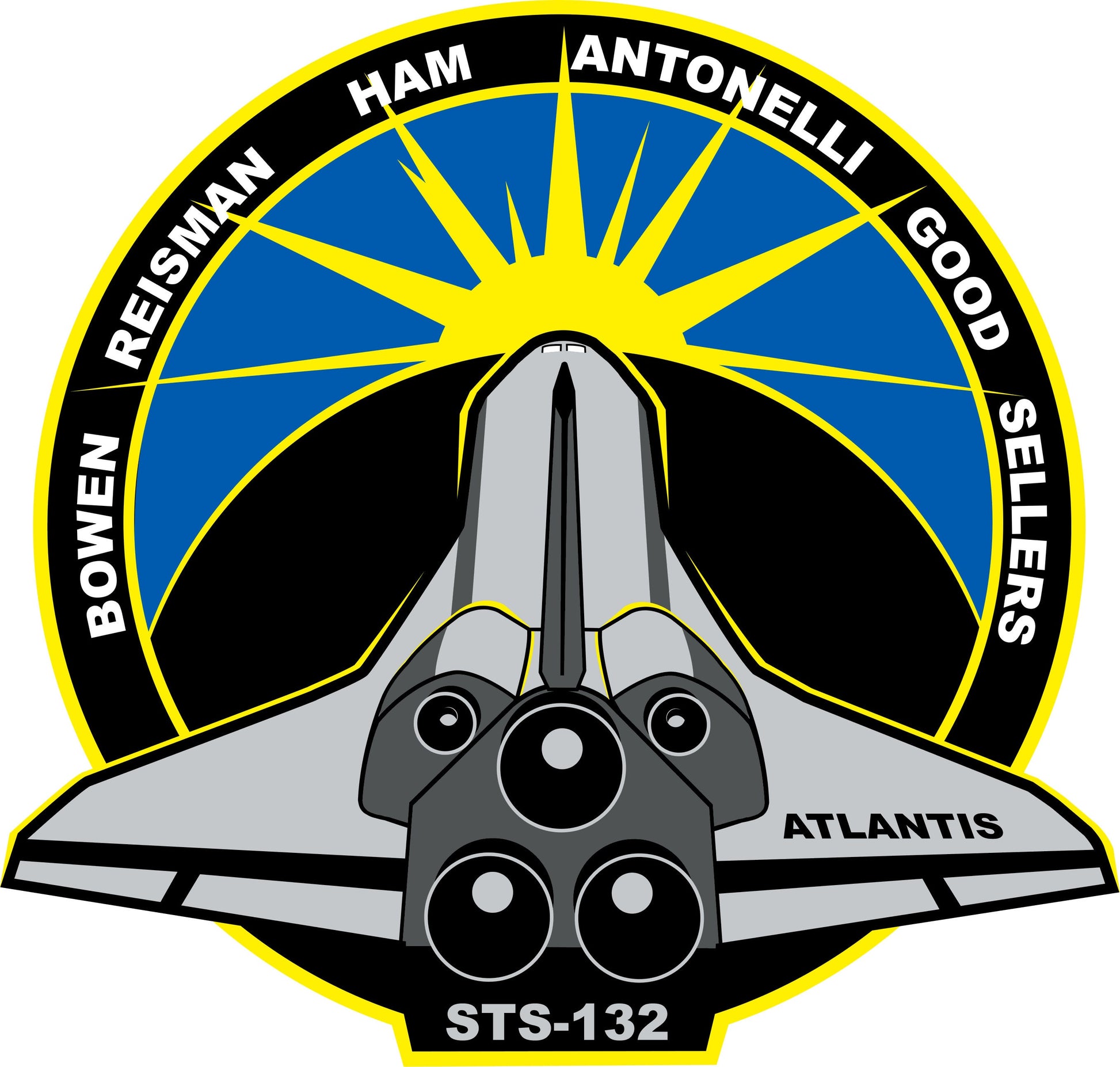 a space shuttle emblem with the name of the space shuttle