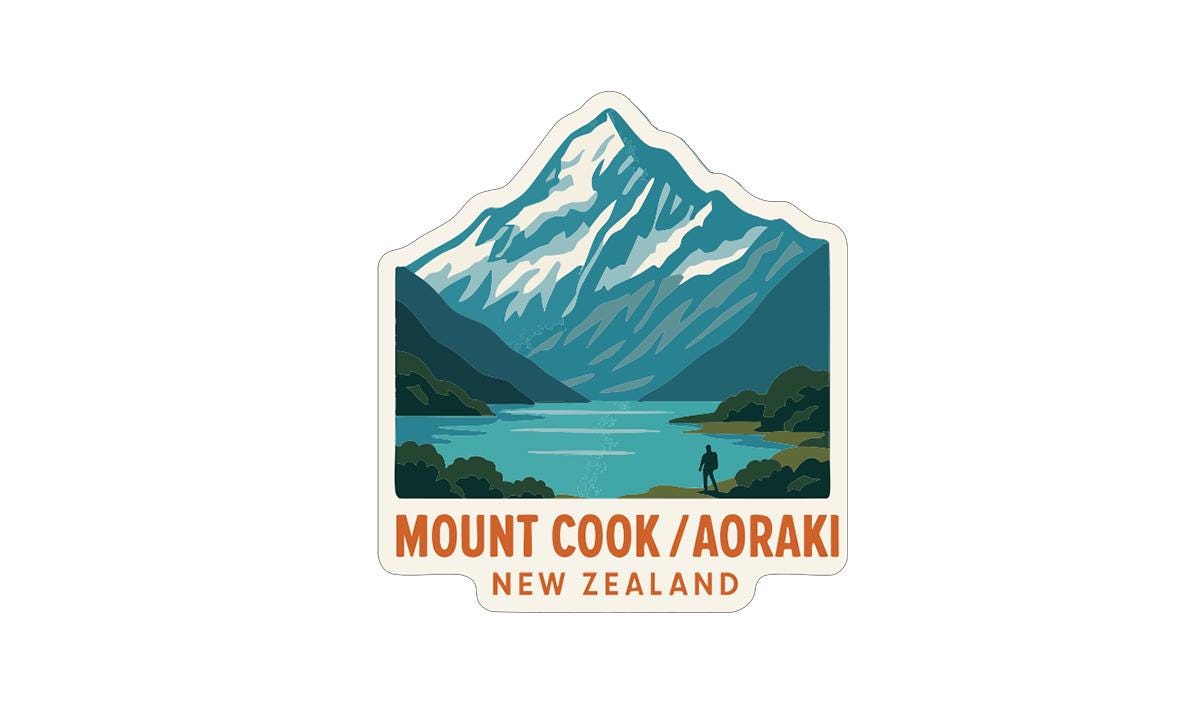 Mount Cook Aoraki New Zealand Iron On Heat Transfer Vinyl HTV Die-Cut Symbolic