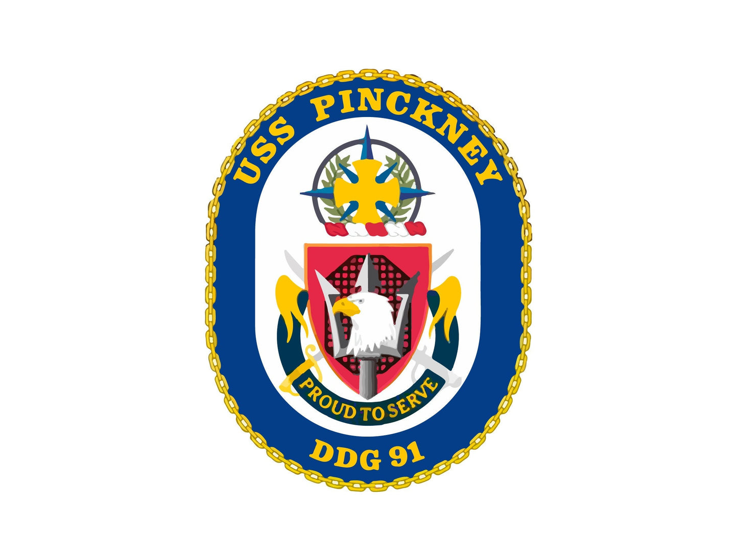USS Pinckney DDG-91 Badge Sticker Decal Arleigh Burke Class Destroyer Car Sticker Bumper Sticker for Car Emblem