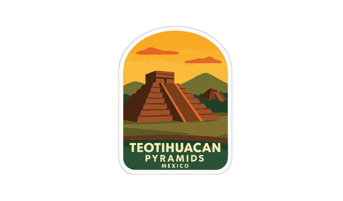 Teotihuacan Pyramids Mexico Iron On Heat Transfer Vinyl HTV Die-Cut Symbolic