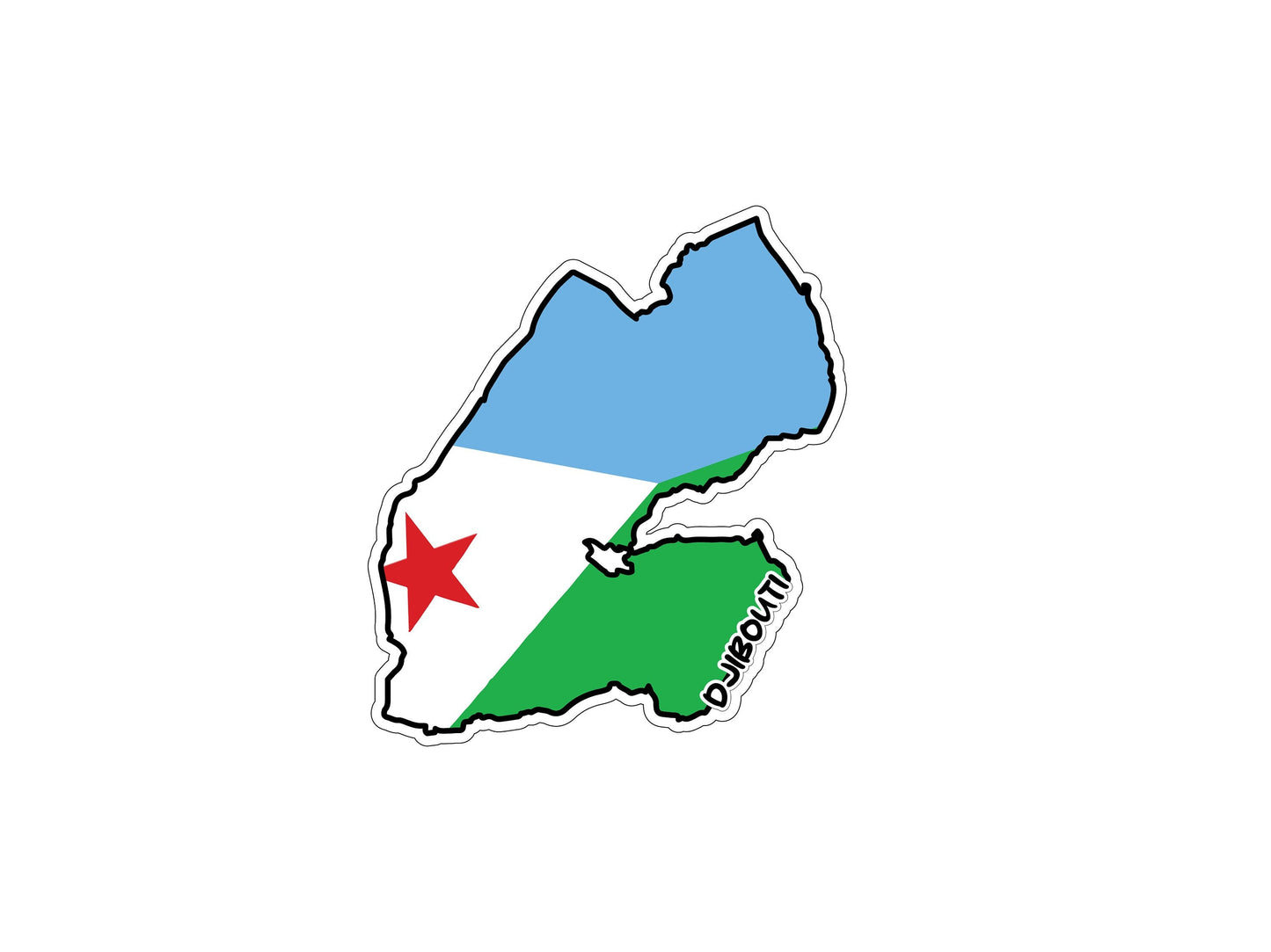 Djibouti Map Flag Sticker Decal