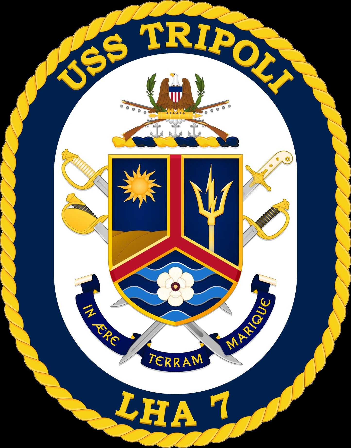 USS Tripoli LHA-7 Badge Iron On Heat Transfer Vinyl HTV America Class Amphibious assault ship