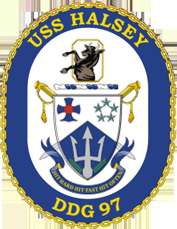 USS Halsey DDG-97 Badge Iron On Heat Transfer Vinyl HTV Arleigh Burke Class Destroyer
