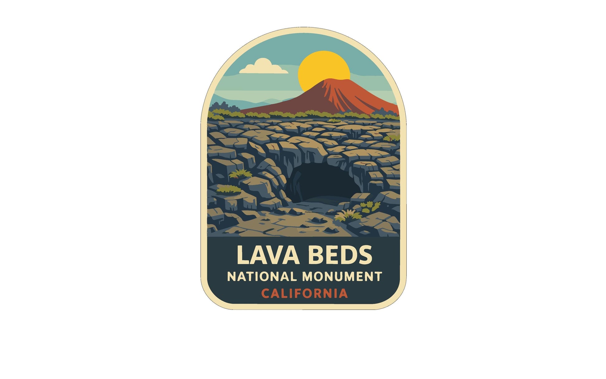 a label or emblem for the Lava Beds National Monument in California.