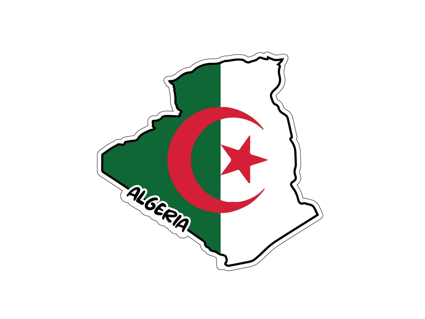 Algeria Map Flag Sticker Decal
