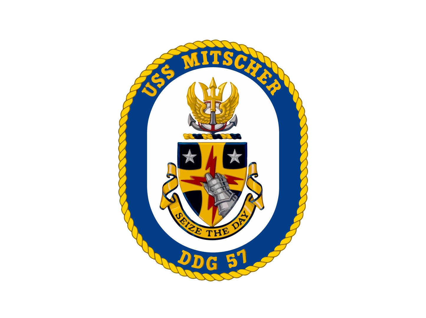 USS Mitscher DDG-57 Badge Sticker Decal Arleigh Burke Class Destroyer Car Sticker Bumper Sticker for Car Emblem