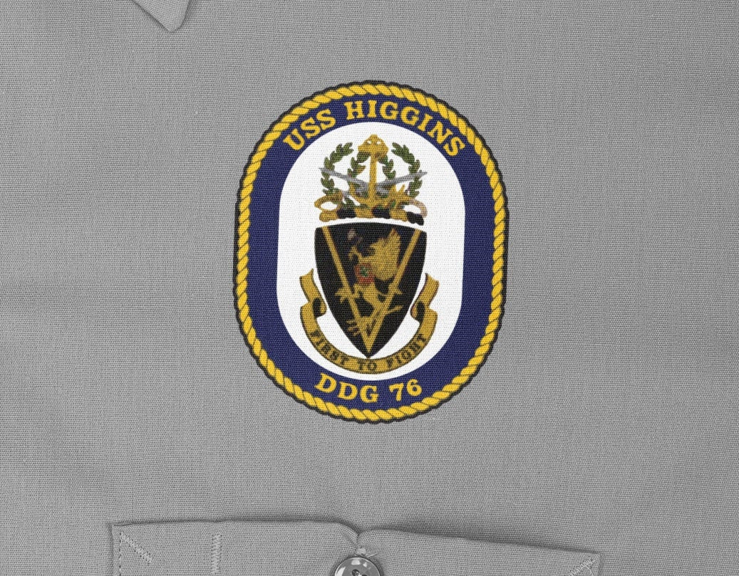 USS Higgins DDG-76 Badge Iron On Heat Transfer Vinyl HTV Arleigh Burke Class Destroyer