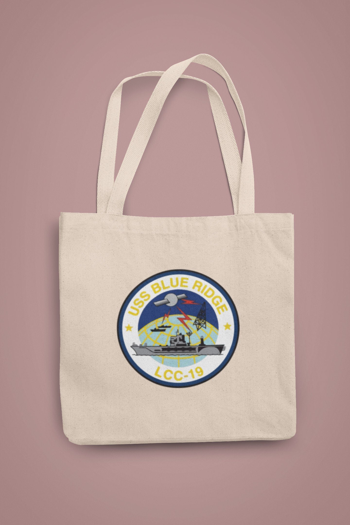 USS Blue Ridge LCC-19 Badge Iron On Heat Transfer Vinyl HTV Blue Ridge Class Amphibious Command Ship