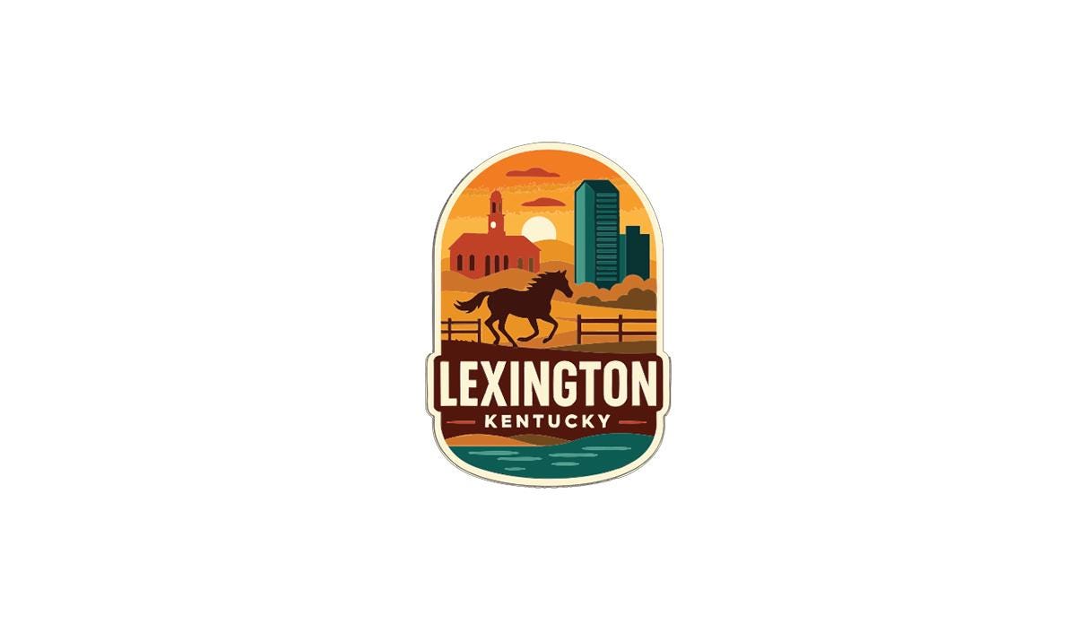 A stylized logo depicting a horse running through a scenic landscape with a city skyline in the background.