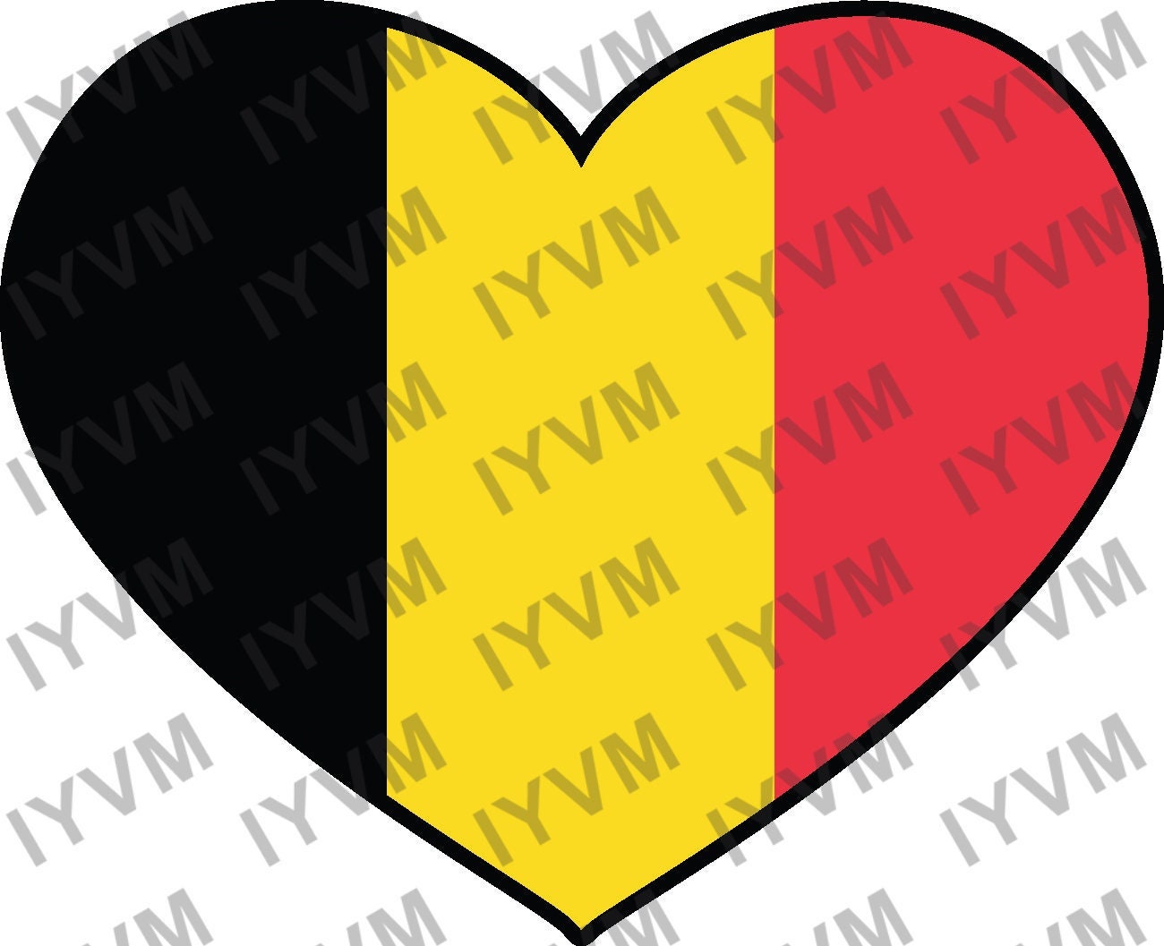 Belgium Flag Heart Sticker Decal / Brussels / Eendracht maakt macht / L'union fait la force / Einigkeit macht stark / Belgian