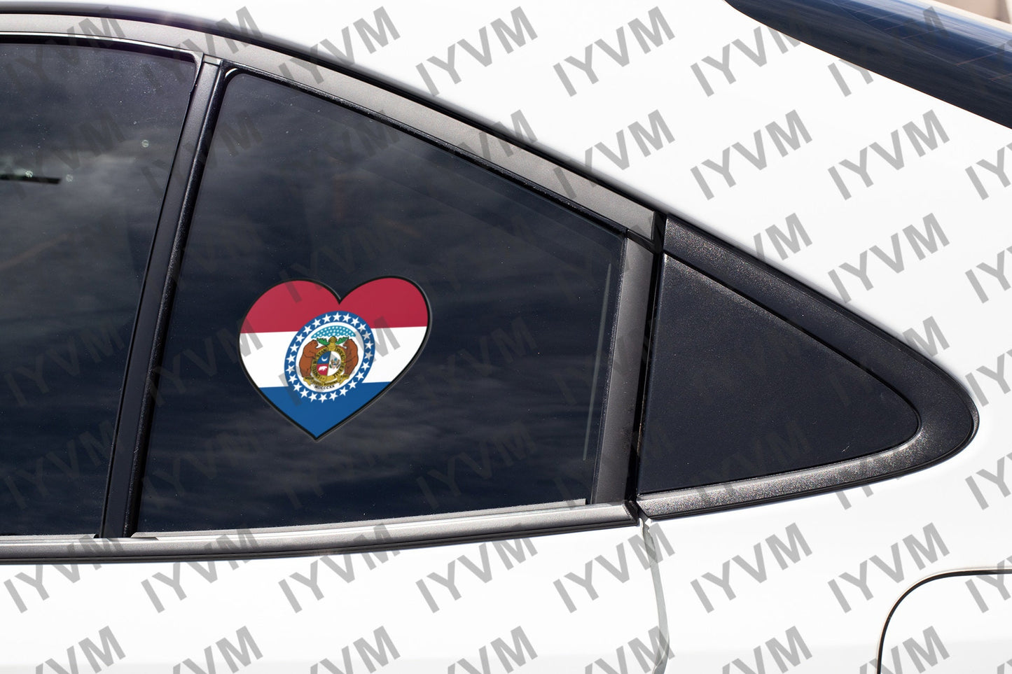 State of Missouri Flag Heart Sticker Decal  USA Missouri State  Jefferson City  The Show Me State  Bullion State  Gateway to the West