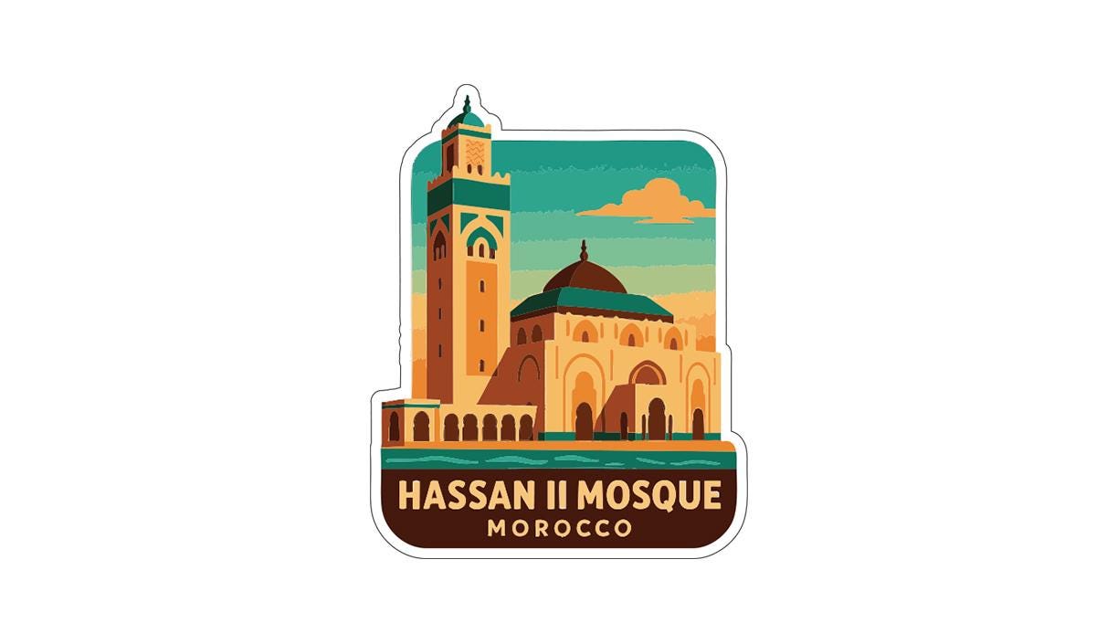 Hassan II Mosque Morocco Iron On Heat Transfer Vinyl HTV Die-Cut Symbolic