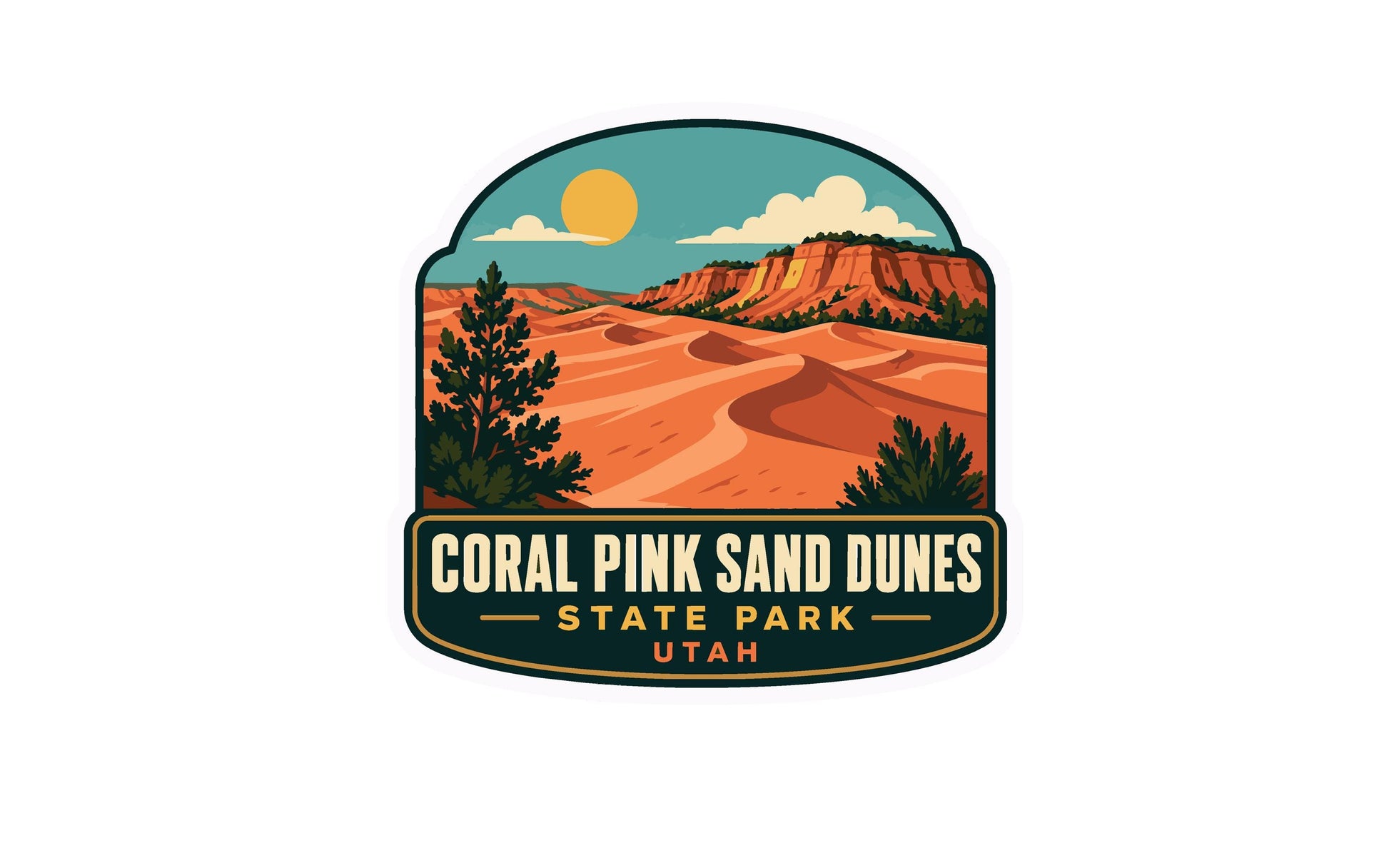 A vintage-style logo for Coral Pink Sand Dunes State Park in Utah.