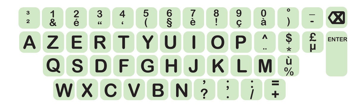 AZERTY BIG Keyboard Key Print Sticker Vinyl Sticker Decal