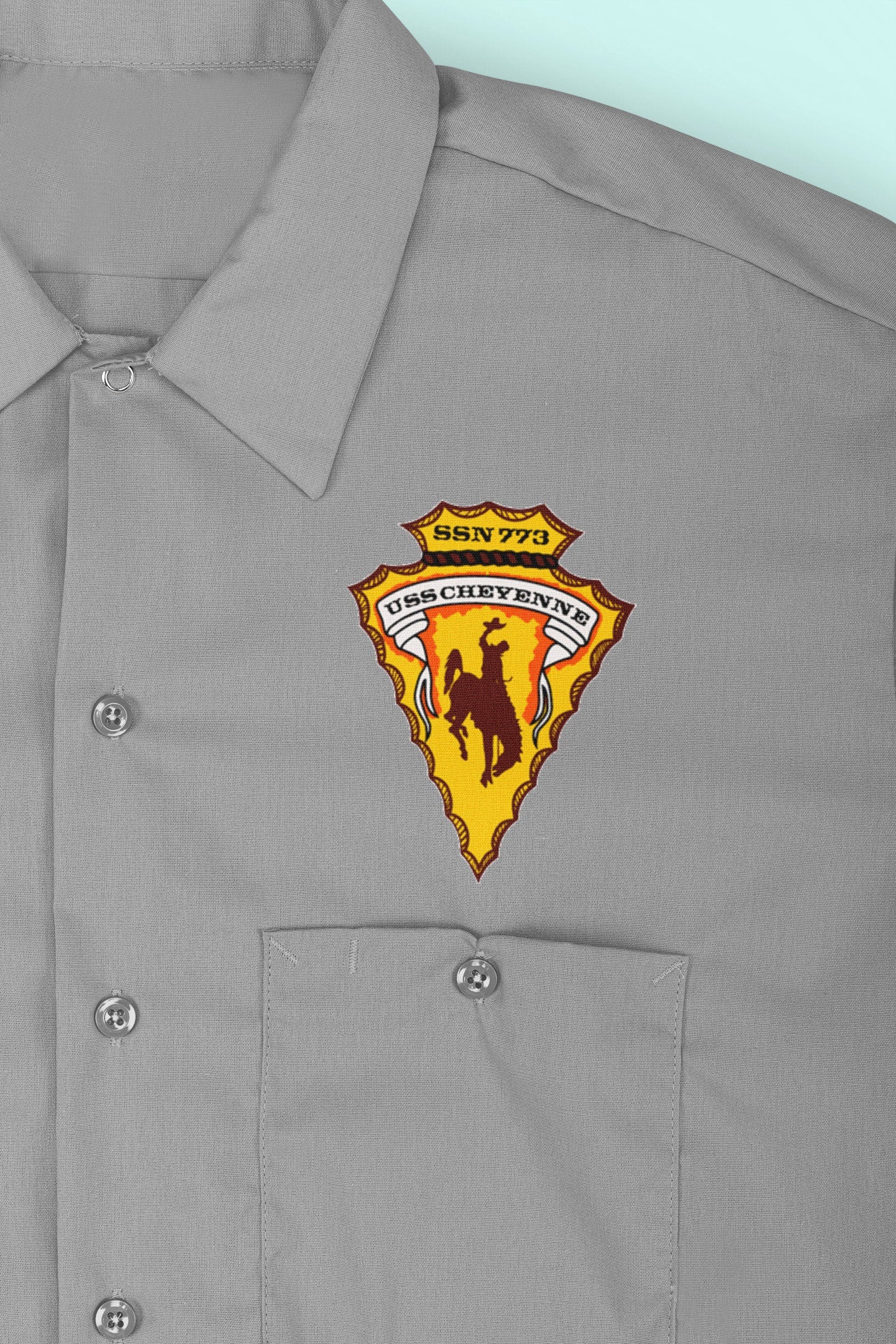 USS Cheyenne SSN-773 Badge Iron On Heat Transfer Vinyl HTV Los Angeles Class Attack submarine