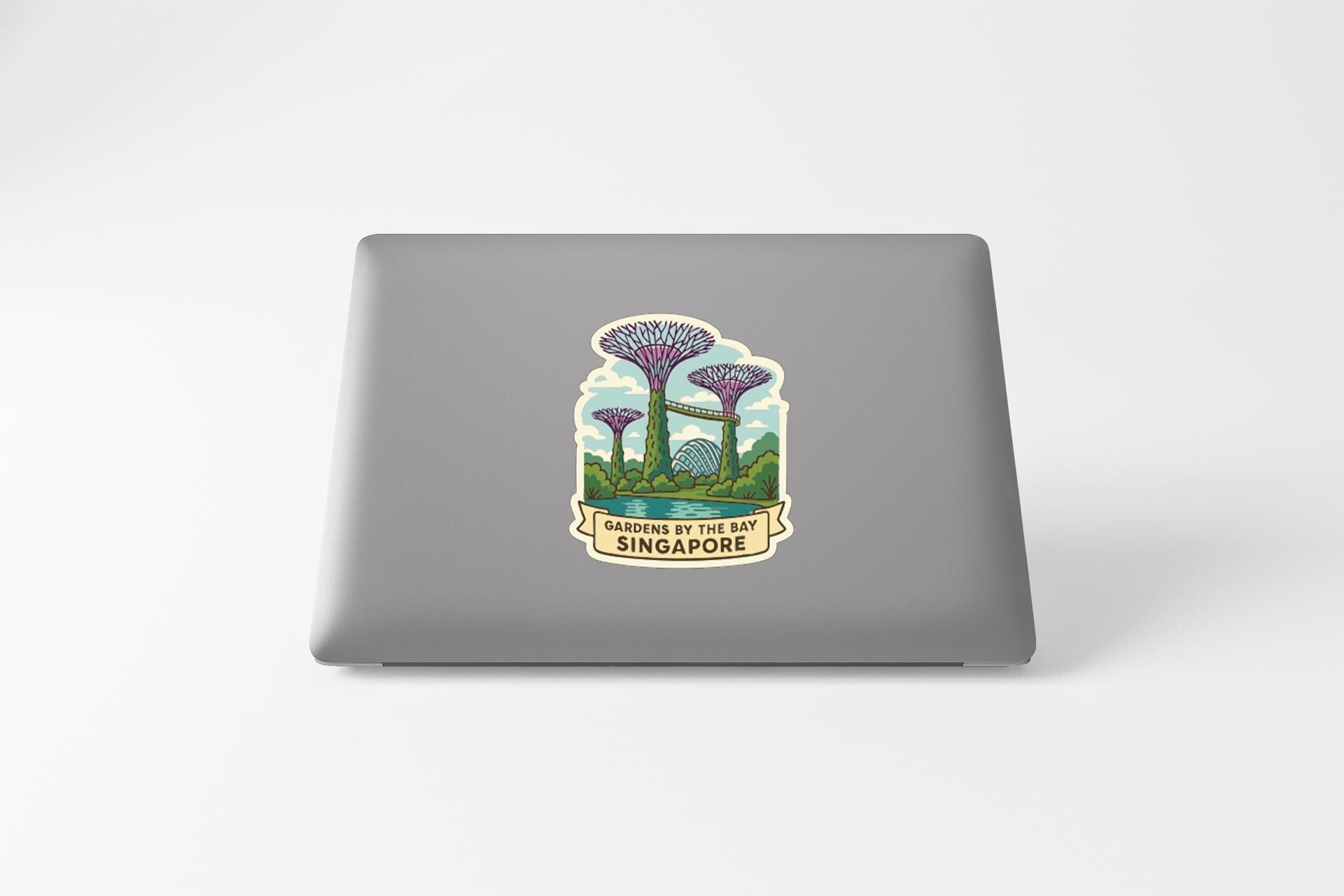 A sticker depicting the Supertree Grove in Singapore.