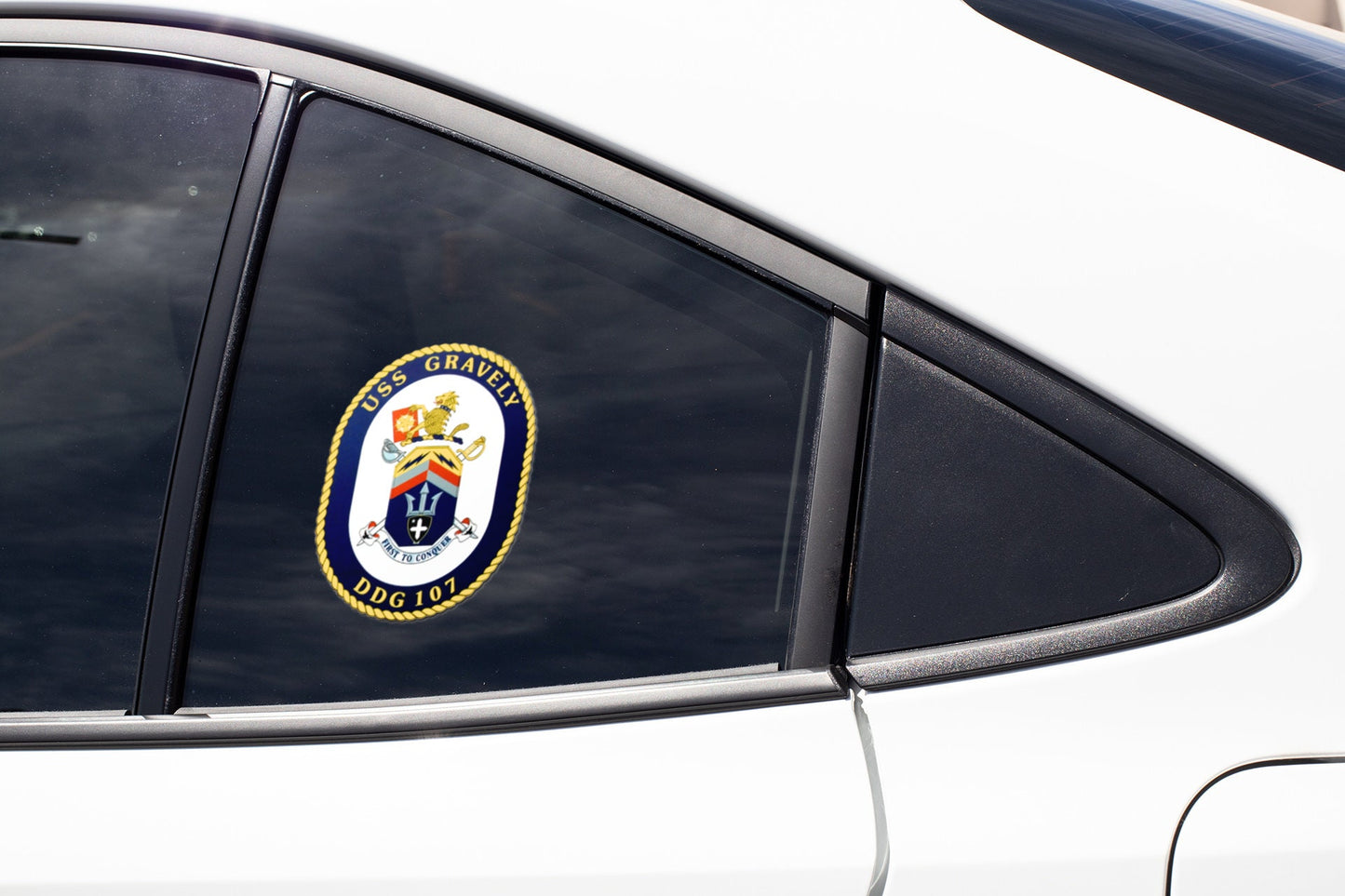 USS Gravely DDG-107 Badge Sticker Decal Arleigh Burke Class Destroyer Car Sticker Bumper Sticker for Car Emblem