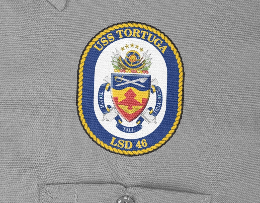 USS Tortuga LSD-46 Badge Iron On Heat Transfer Vinyl HTV Whidbey Island Class Dock Landing Ship