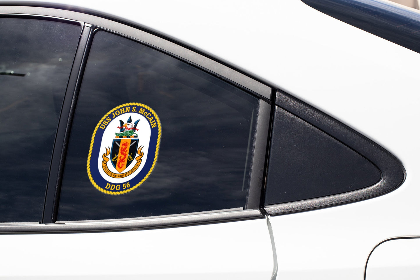 USS John S. McCain DDG-56 Badge Sticker Decal Arleigh Burke Class Destroyer Car Sticker Bumper Sticker for Car Emblem