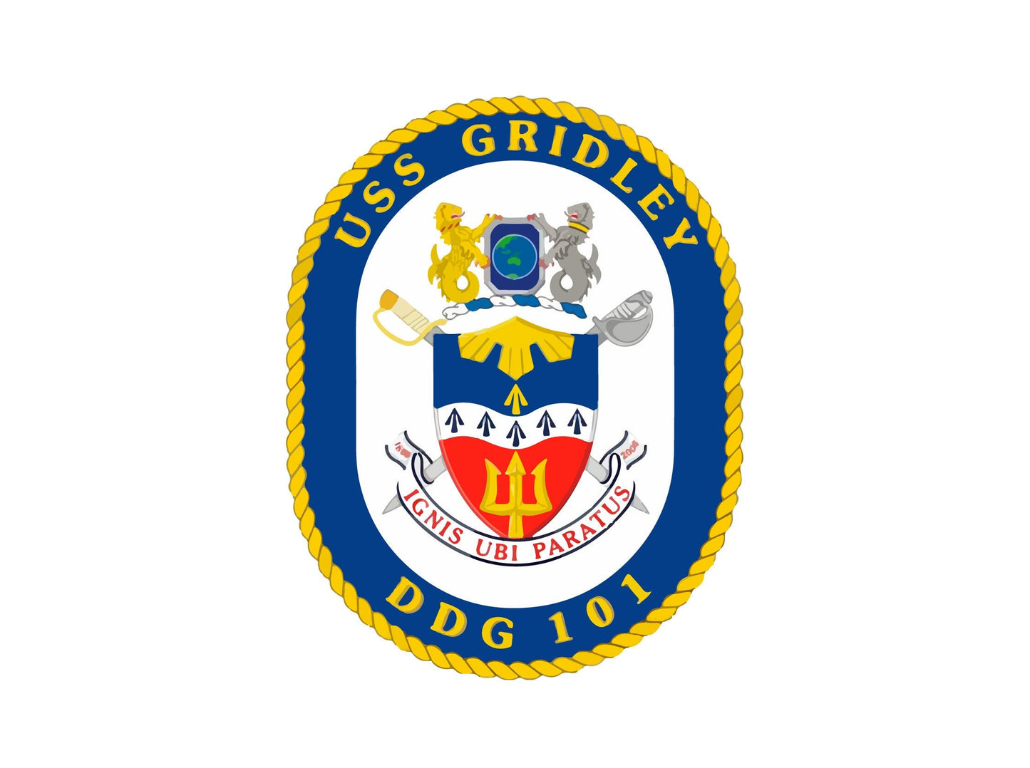 USS Gridley DDG-101 Badge Sticker Decal Arleigh Burke Class Destroyer Car Sticker Bumper Sticker for Car Emblem