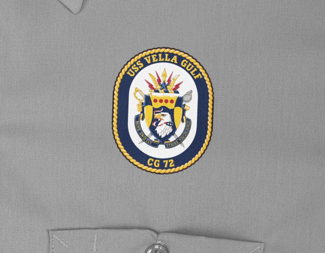 USS Vella Gulf CG-72 Badge Iron On Heat Transfer Vinyl HTV Ticonderoga Class Cruiser