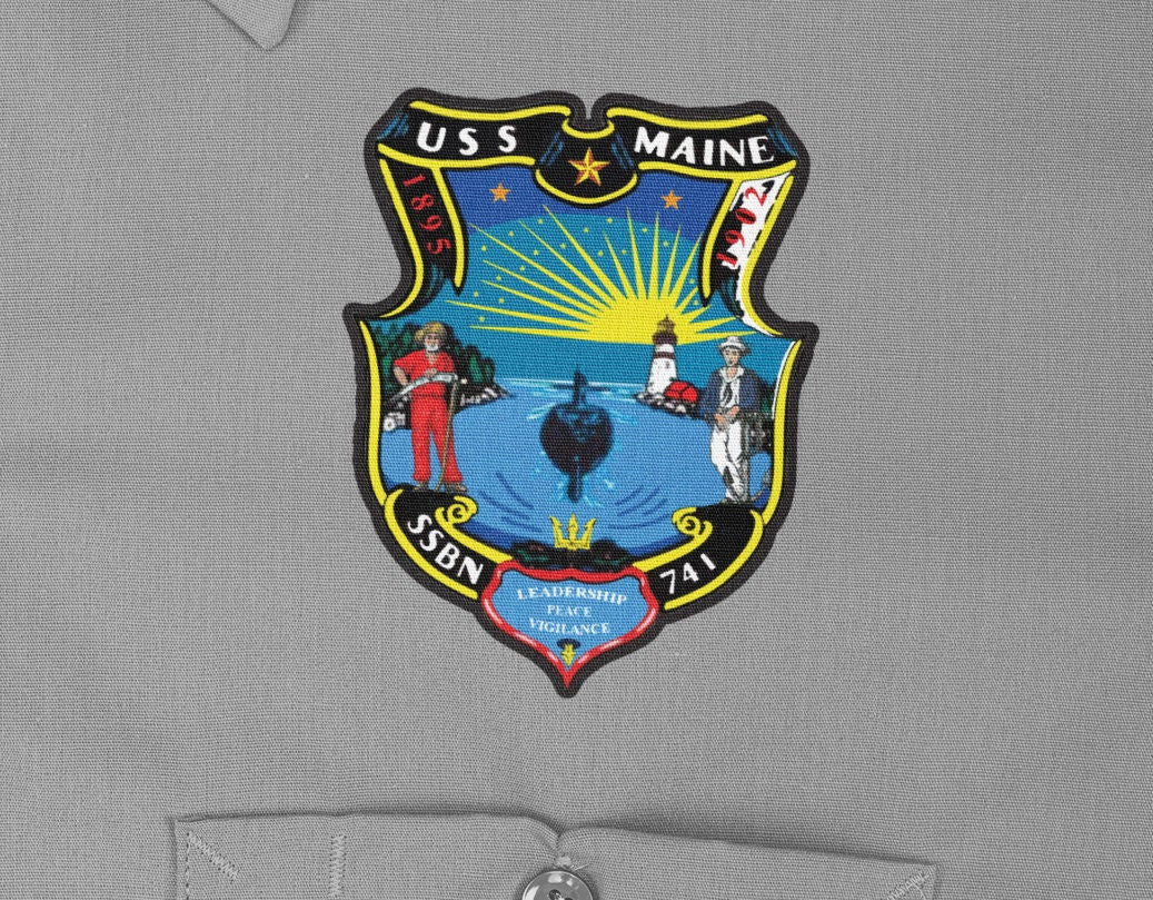 USS Maine SSBN-741 Badge Iron On Heat Transfer Vinyl HTV Ohio Class Ballistic Missile Submarine