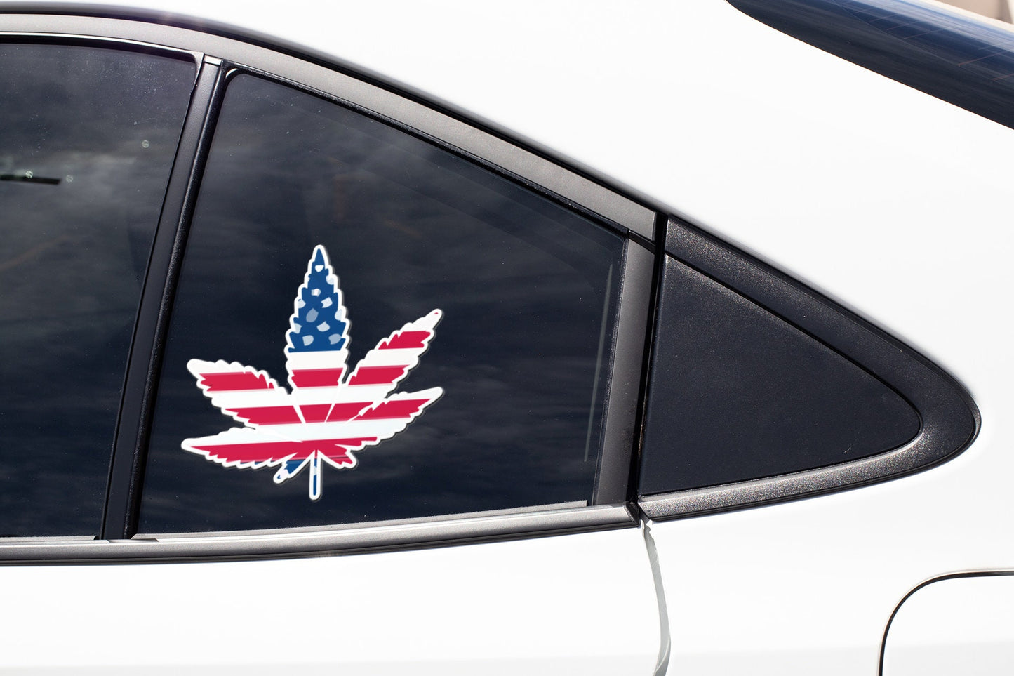 Cannabis Mota Leaves Sticker Decal American Flag Pot Legalization Recreational Legal Marijuana Weed
