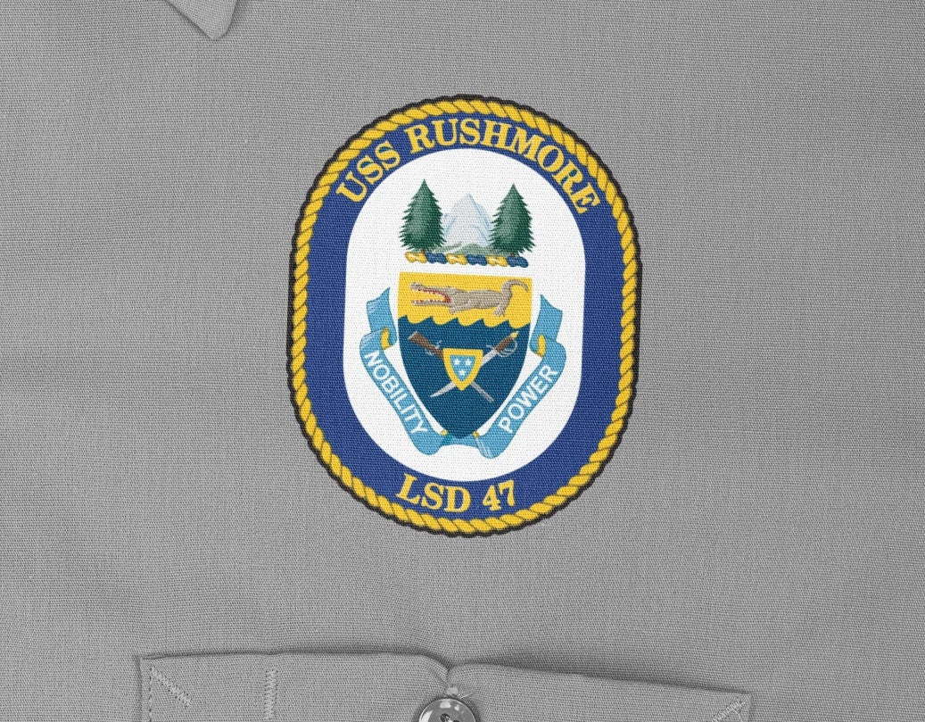 USS Rushmore LSD-47 Badge Iron On Heat Transfer Vinyl HTV Whidbey Island Class Dock Landing Ship