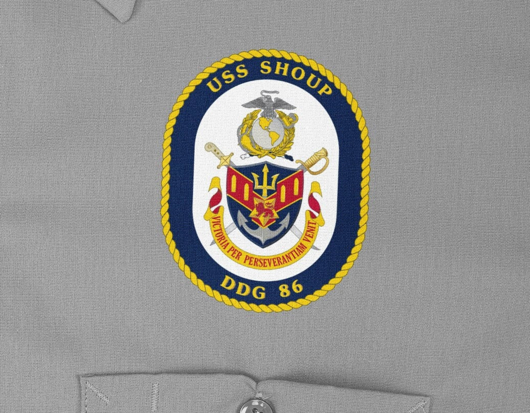 USS Shoup DDG-86 Badge Iron On Heat Transfer Vinyl HTV Arleigh Burke Class Destroyer