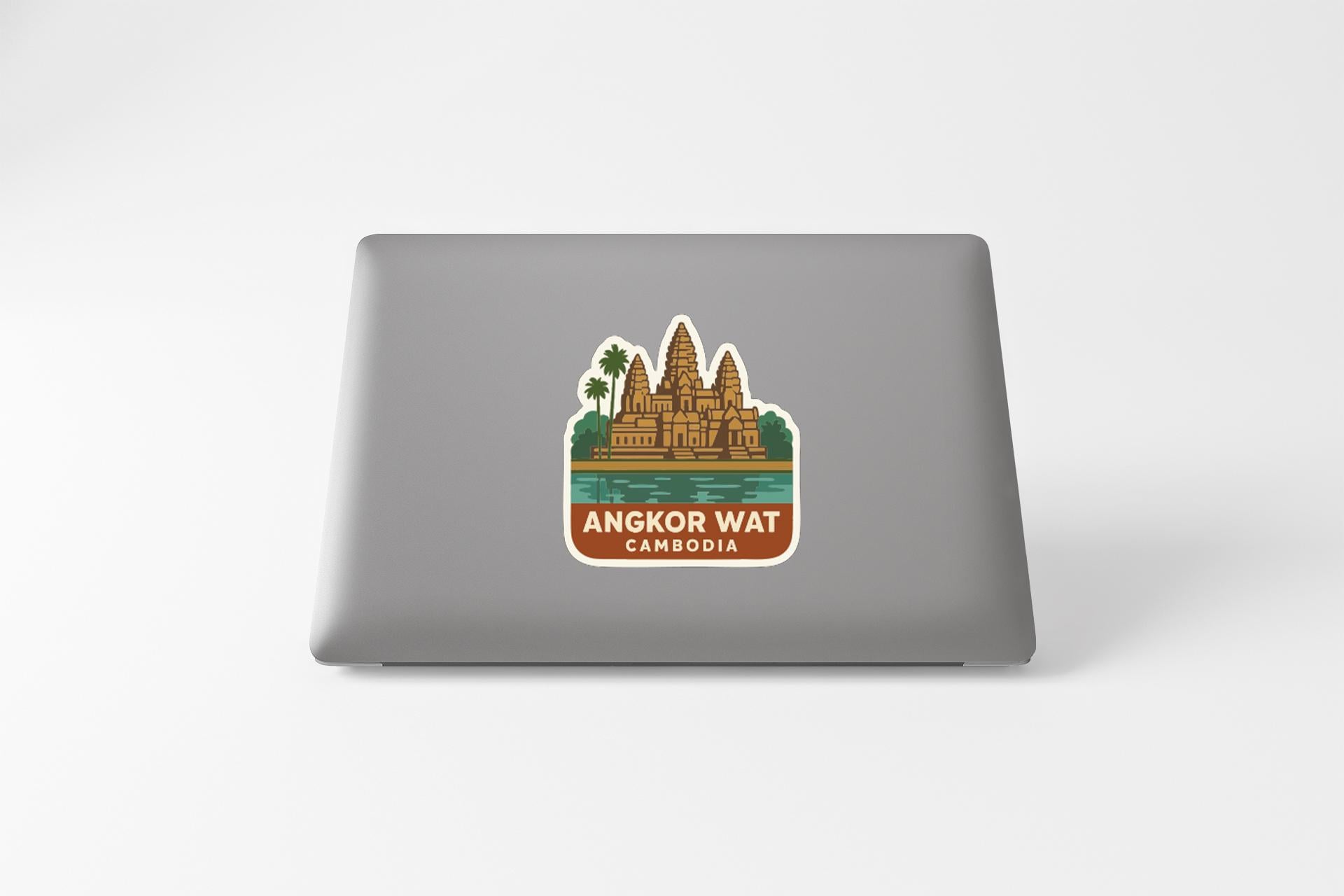 a sticker or decal of the Angkor Wat temple complex in Cambodia, which is a famous landmark in the country.
