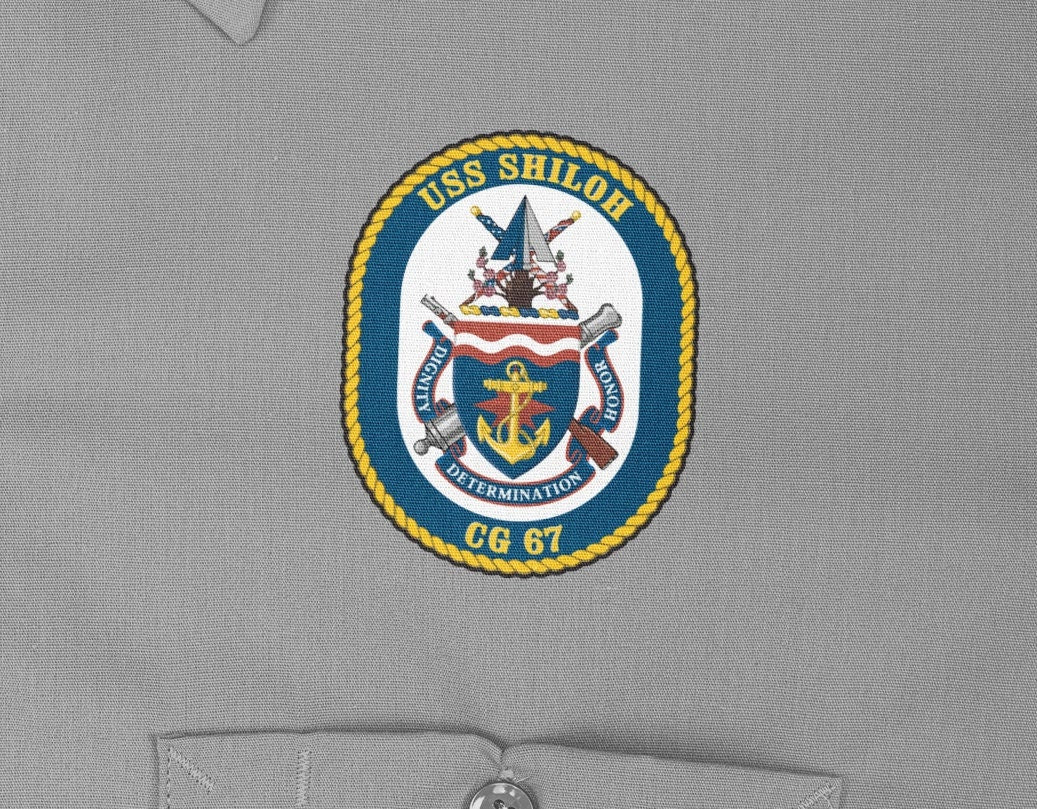 USS Shiloh CG-67 Badge Iron On Heat Transfer Vinyl HTV Ticonderoga Class Cruiser