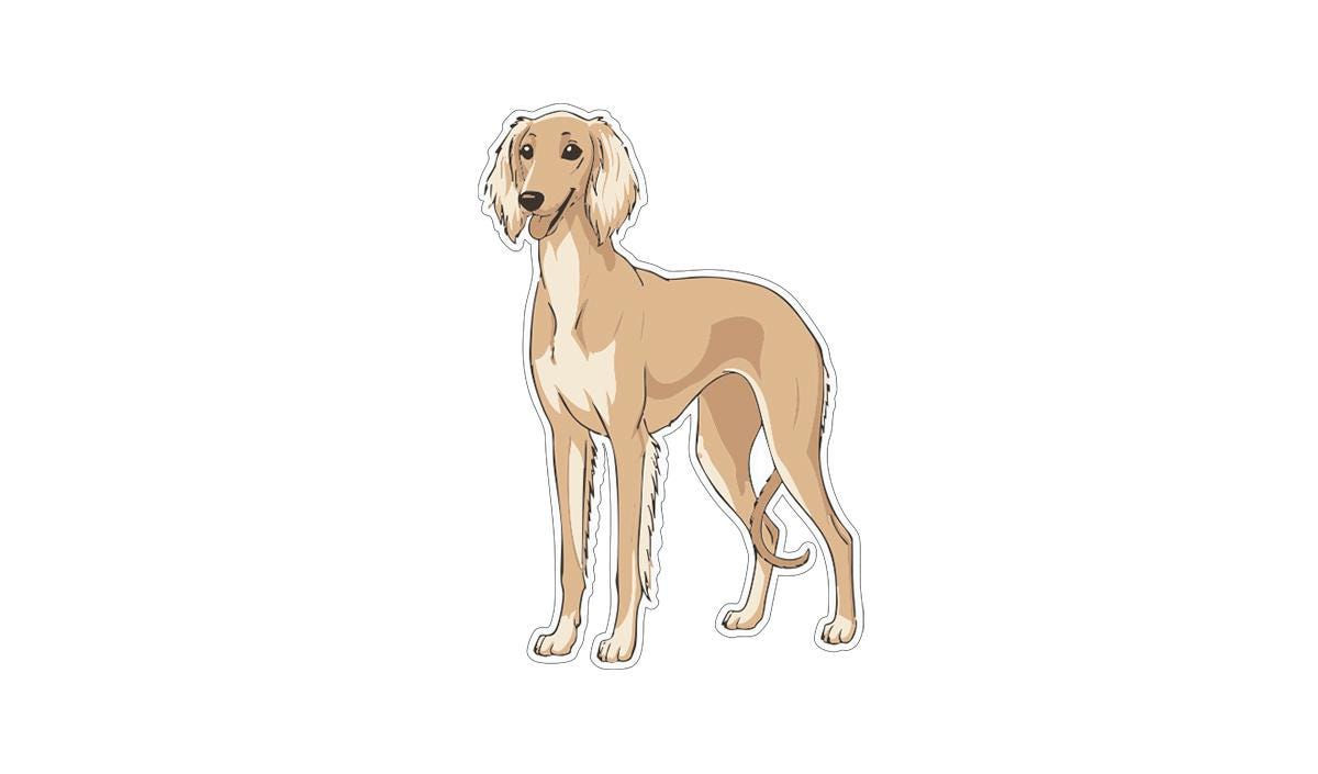 A cartoon illustration of a dog standing on all fours.