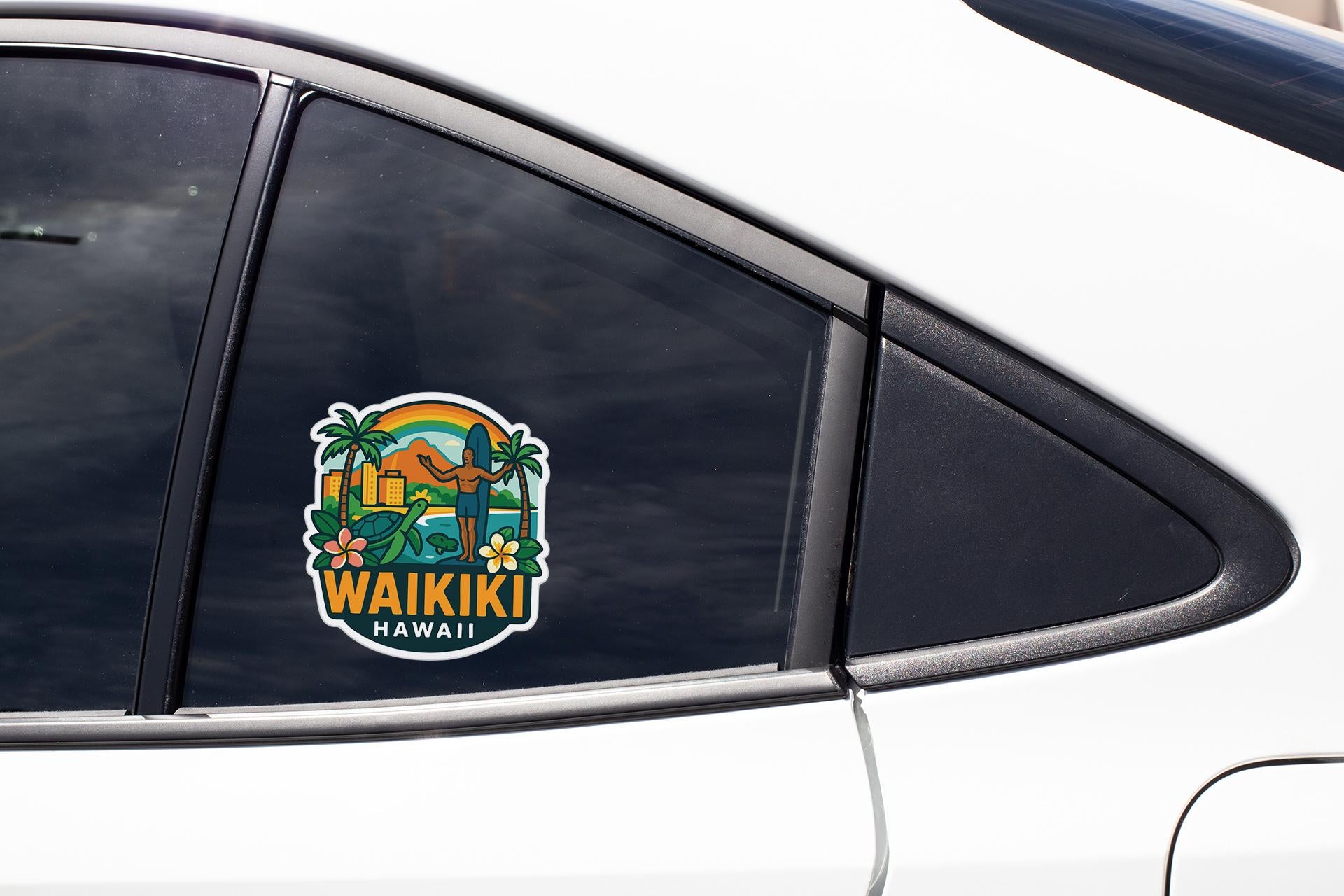 a sticker on the side of a white car