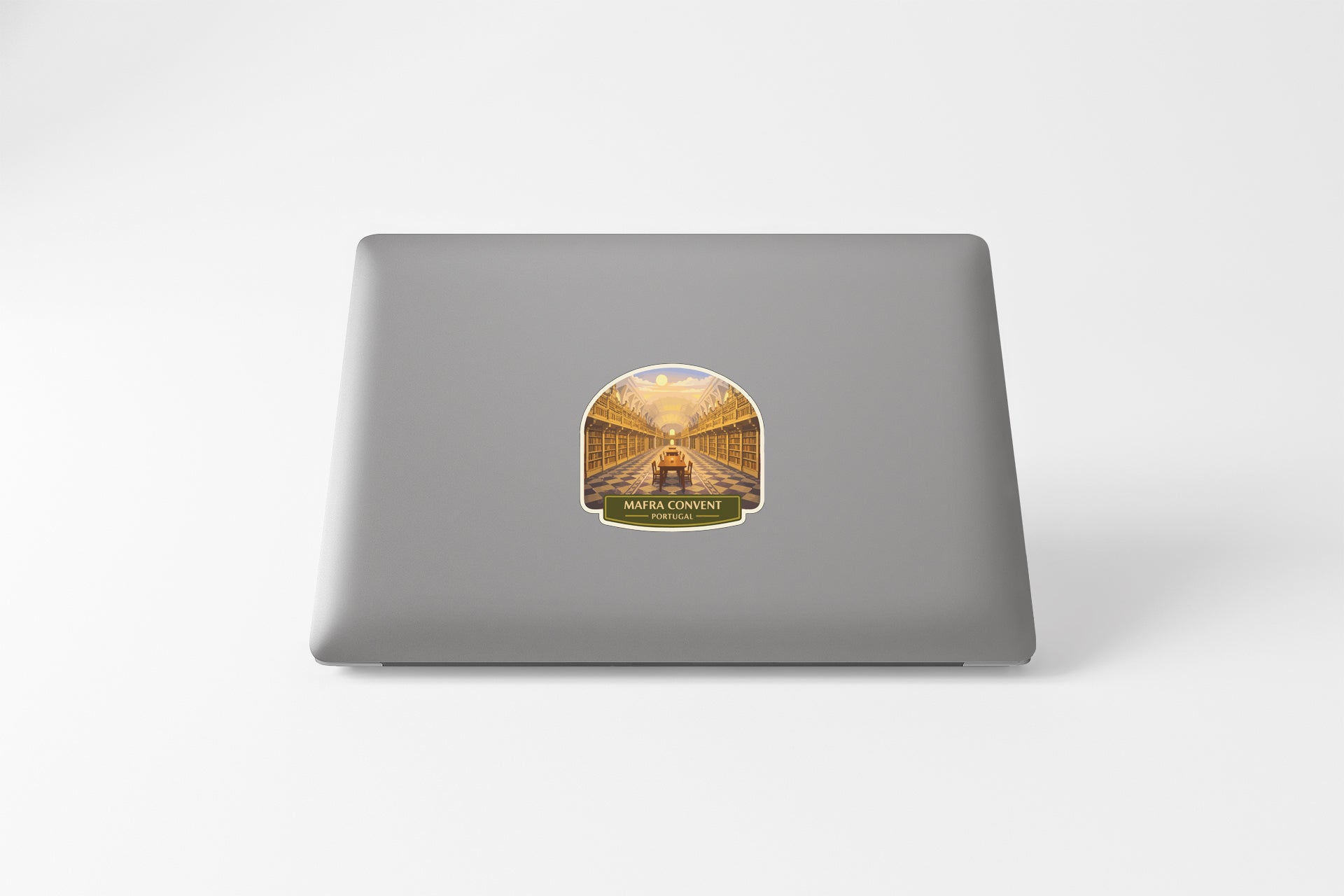 A sticker on the back of a laptop computer.
