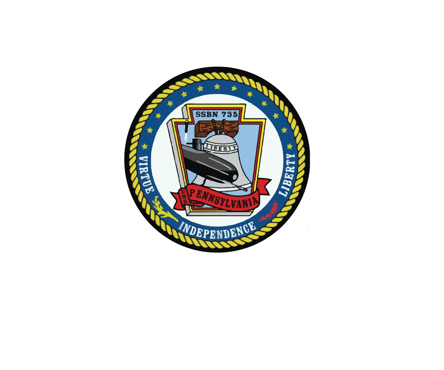 USS Pennsylvania SSBN-735 Badge Sticker Decal Ohio Class Ballistic Missile Submarine Car Sticker Bumper Sticker for Car Emblem