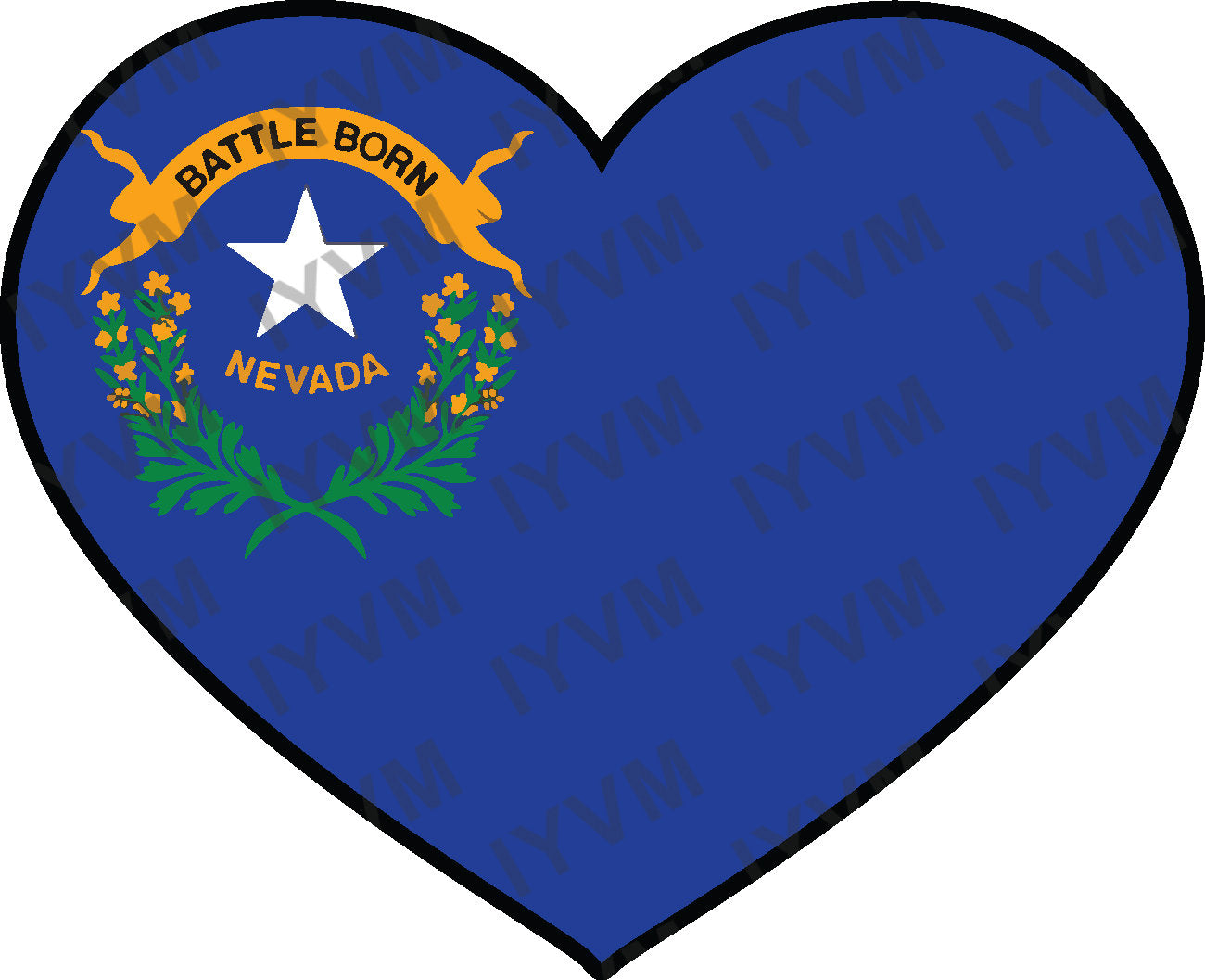 State of Nevada Flag Heart Sticker Decal  USA Nevada State  Carson City  The Silver State  Battle Born State  Sagebrush State Casino State